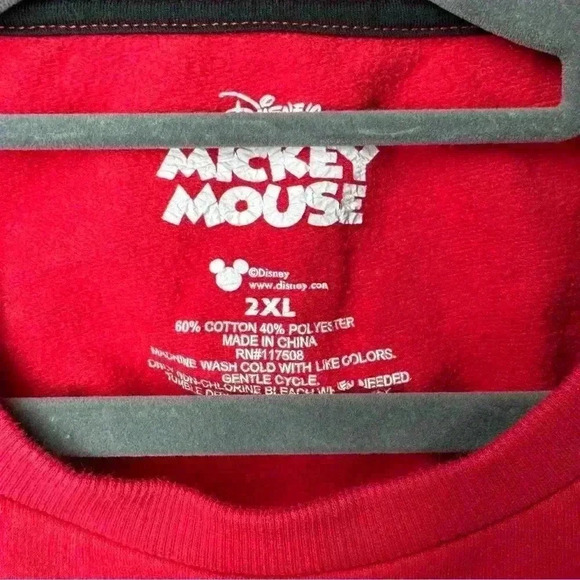 Disney Mickey Mouse Womens Holiday Sweat Shirt Red 2XL - Picture 5 of 5